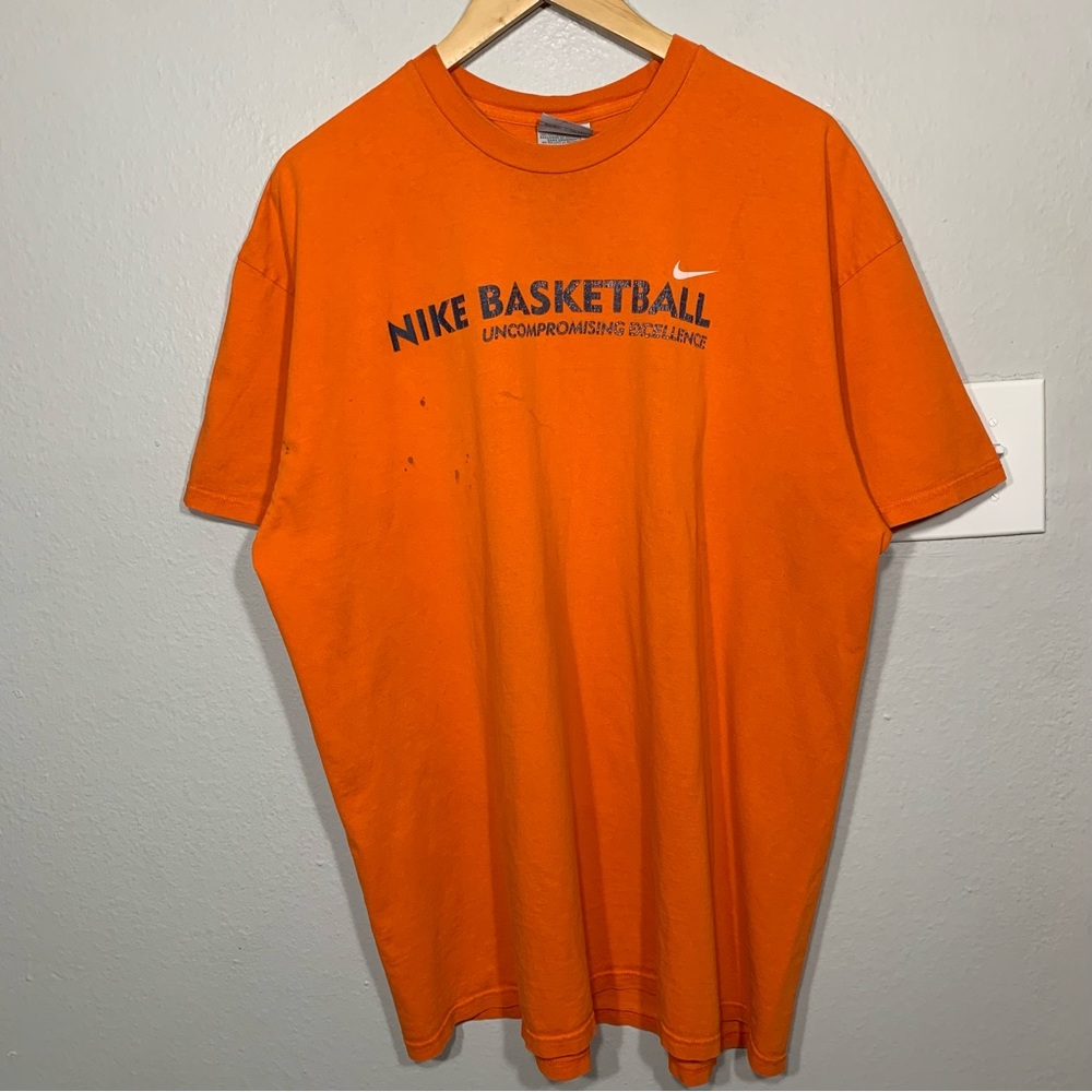 Vintage Y2K Nike Basketball Excellence Orange Tee Size XXL